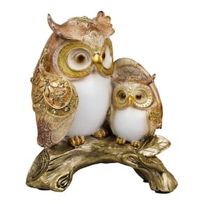 Enfeite Decoração Corujas Corujinhas Galho Douradas - 18cm