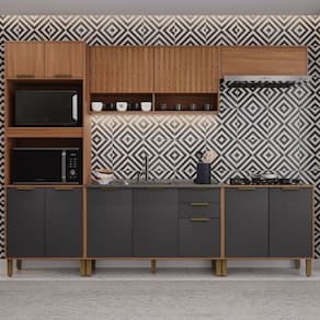 Cozinha Completa 5 Peças 217cm X 270cm Florença Cinza / Freijó
