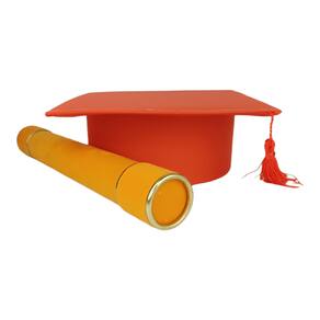 Capelo E Canudo De Formatura Laranja Infantil