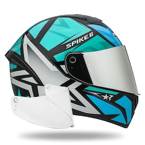 Capacete Spike 2 Verde Com Narigueira + Viseira Metalizada