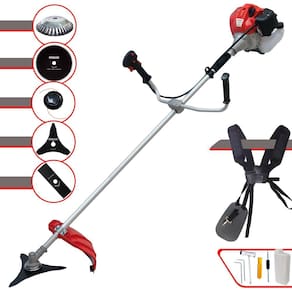 Roçadeira CG430P Anmax À Gasolina 43cc 2HP 9.000rpm 5 Em 1 Com Carretel + Faca 2 Pontas + Faca 3 Pontas + Faca 80 Dentes + Escova de Aço Circular