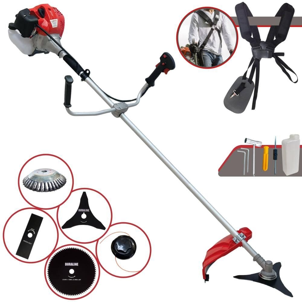 Roçadeira À Gasolina Anmax CG430P 43cc 2HP Completa Com Carretel de Nylon + Faca 2 Pontas + Faca 3 Pontas + Faca 80 Dentes + Escova de Aço Giratória