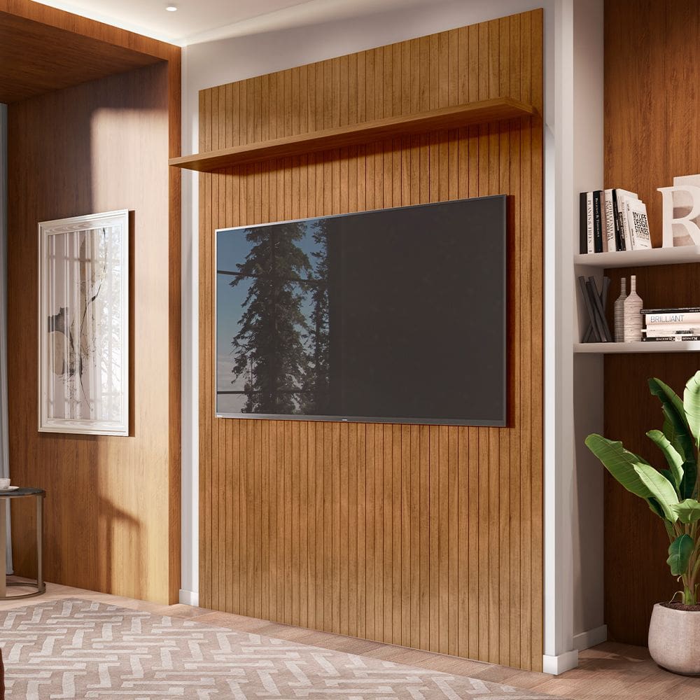 Painel para Tv 65 Polegadas Siena Frisado 1,80 Cedro