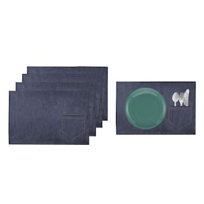 Jogo Americano Jeans Azul Bolso de Calça Porta Talheres 10un