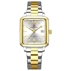 Relógio Masculino Design Quadrado Casual Esportivo De Quartzo Impermeavel Branco Dourado
