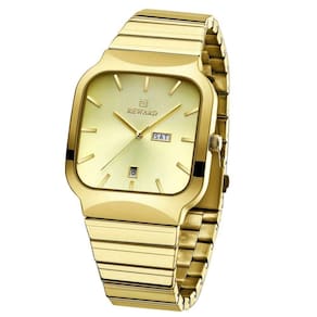 Relógio De Quartzo Masculino Design Esportivo Quadrado Em Aço Inoxidavel Impermeavel Dourado