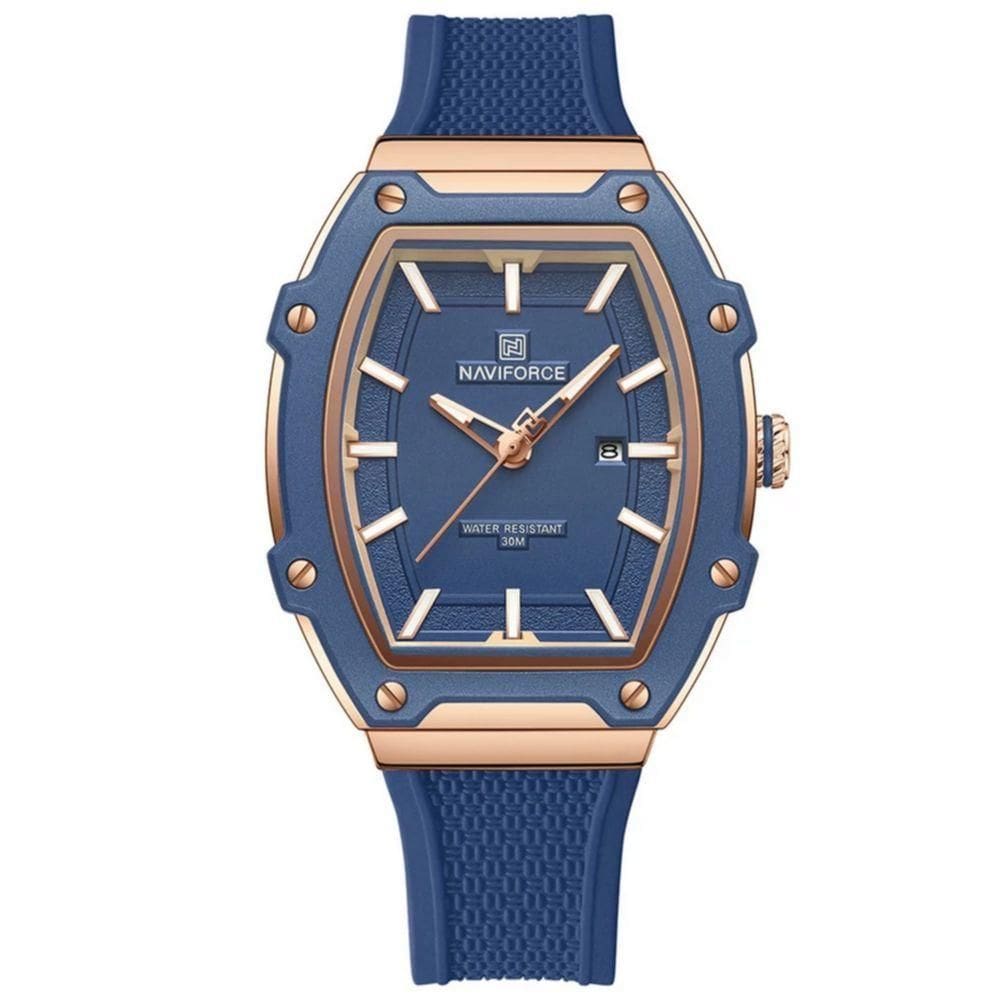 Relógio Feminino De Quartzo De Silicone Casual Tonneau Pulseira De Silicone Impermeavel Azul