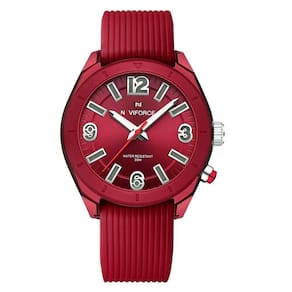 Relógio De Pulso Feminino Quartzo Pulseira Silicone à Prova D´água Casual Analógico Vermelho
