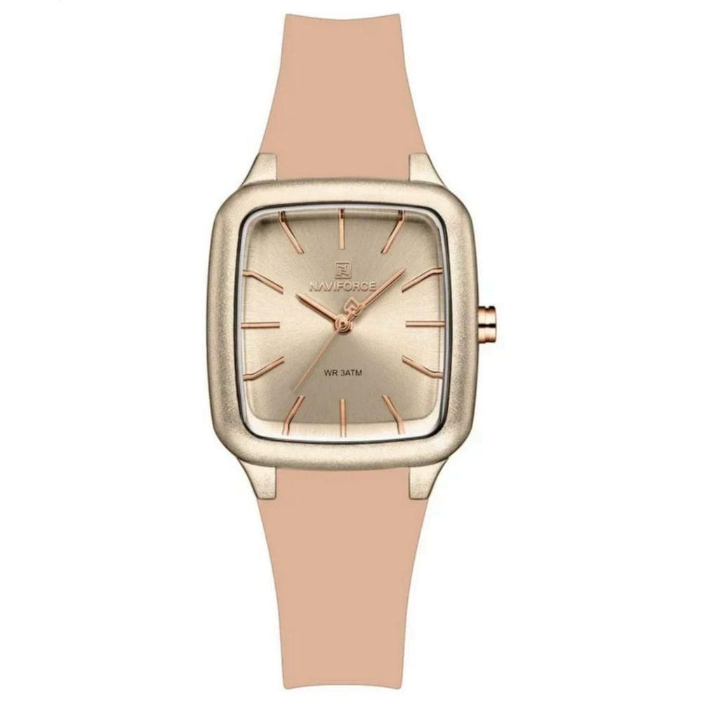 Relogio Feminino Design Quadrado Casual Simples Impermeavel Pulseira Silicone Rosa Claro