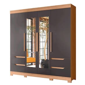 Guarda Roupa Vivacce Casal 4 Portas Com Espelho Albatroz Nature/titanium