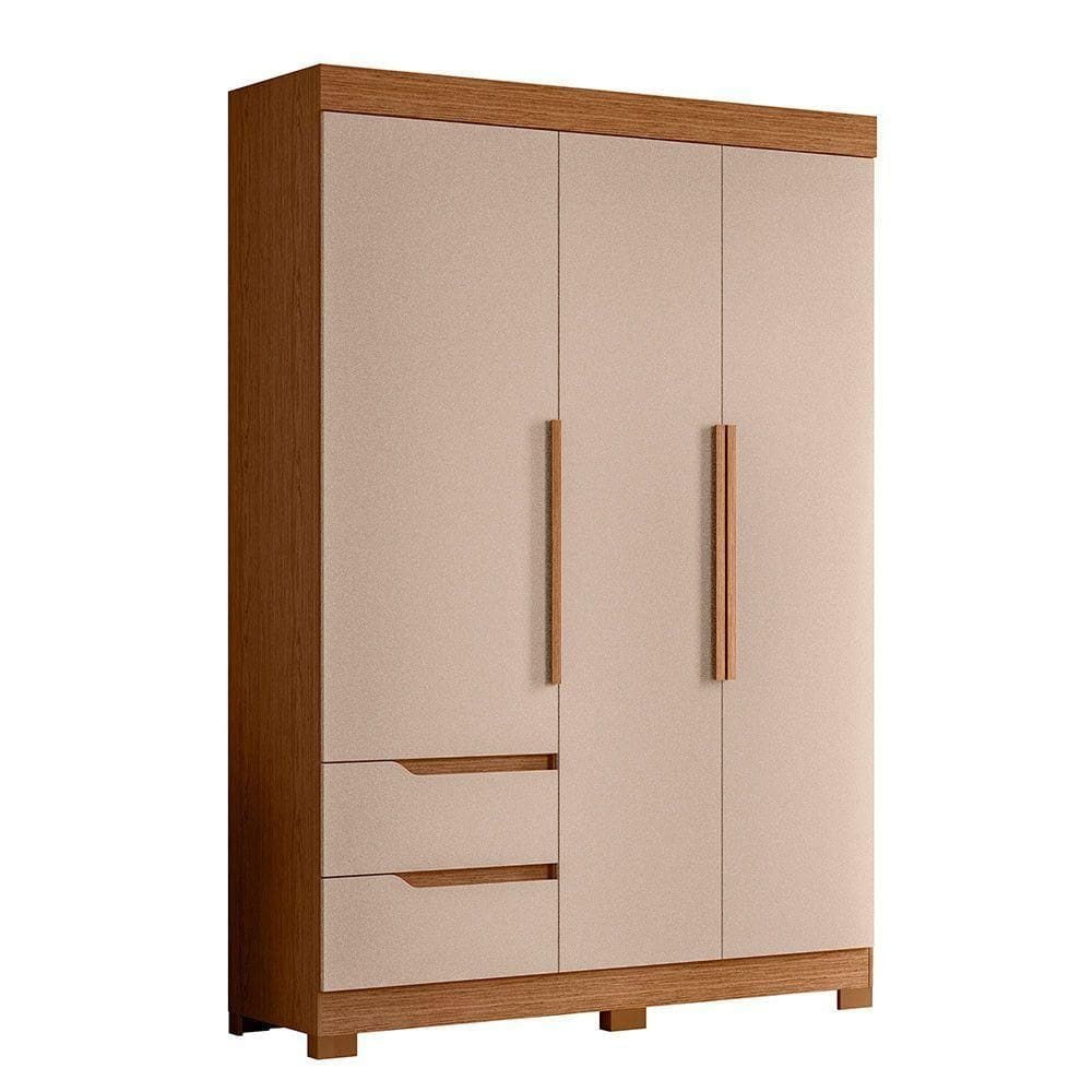 Guarda Roupa Vivacce Solteiro 3 Portas Albatroz Moveis Jatobá/fendi Metallic