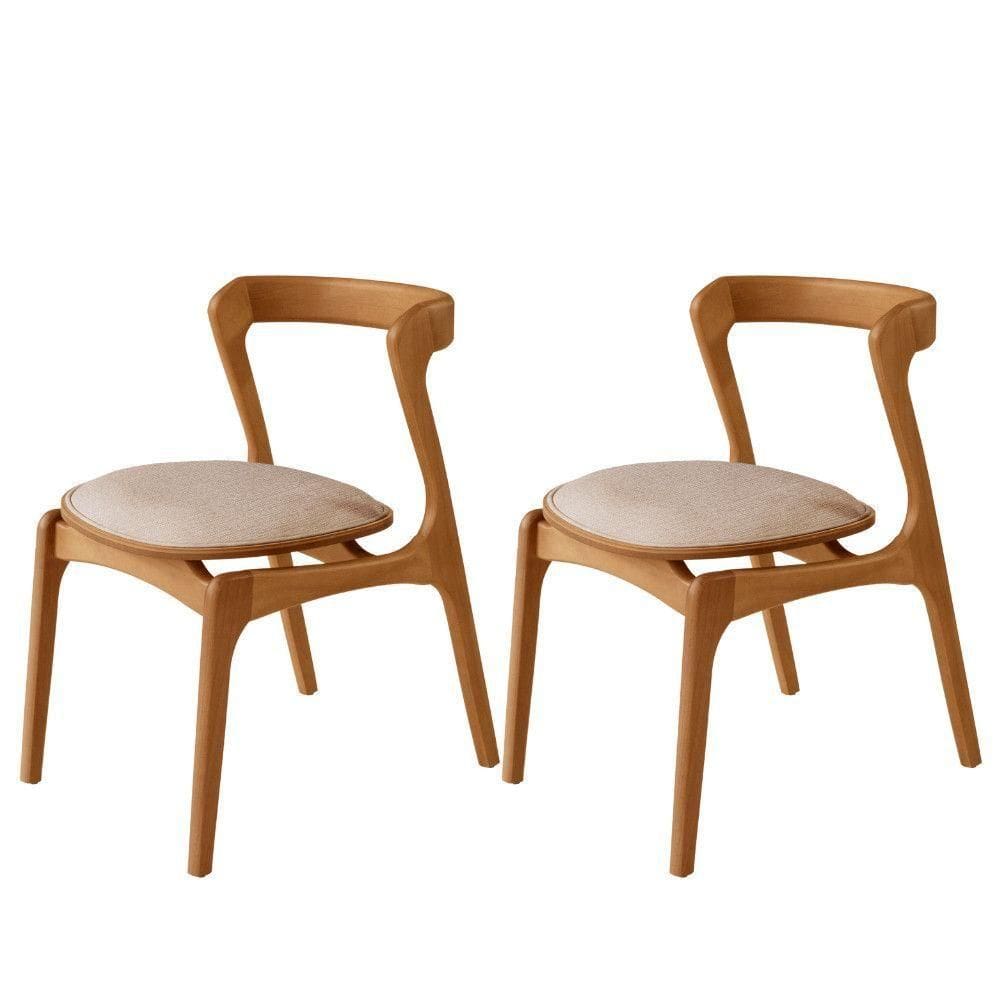 Conjunto Com 2 Cadeiras Madeira Solaris Moderna Mobilia Brisa/ Imbuia Nat.