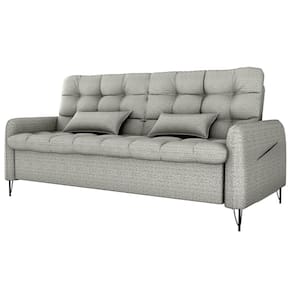 Sofa Cama 2 Lugares 200cm Pillar Linho Vancouver E487 Cinza Milani Store