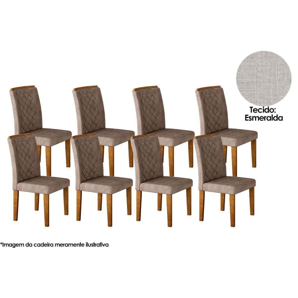 Cadeira Sala de Jantar Jade Kit 8 Un Capuccino/Suede Creme - Rufato