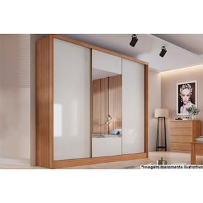 Guarda Roupa Casal 3 Portas de Correr e 6 Gavetas c/Espelho Arezzo/Medelim Freijo Cumaru c/ Fendi - Novo Horizonte
