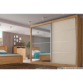 Guarda Roupa Casal 2 Portas (1 c/ Espelho) e 4 Gavetas Verona Plus Flex Peroba/Peroba ou Off White - Europa