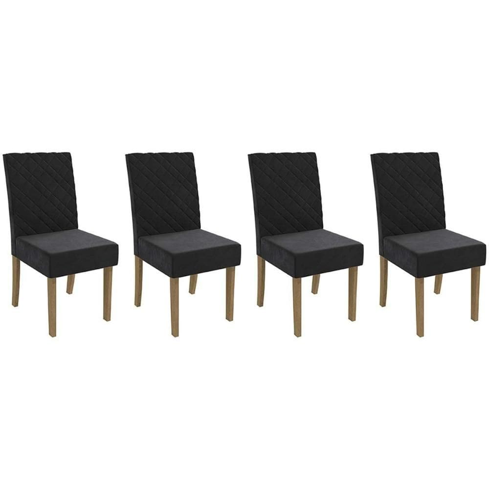 Kit 2 Cadeiras de Cozinha 2CAD133FR 4 Un Freijo/Suede Preto A038 - Kappesberg