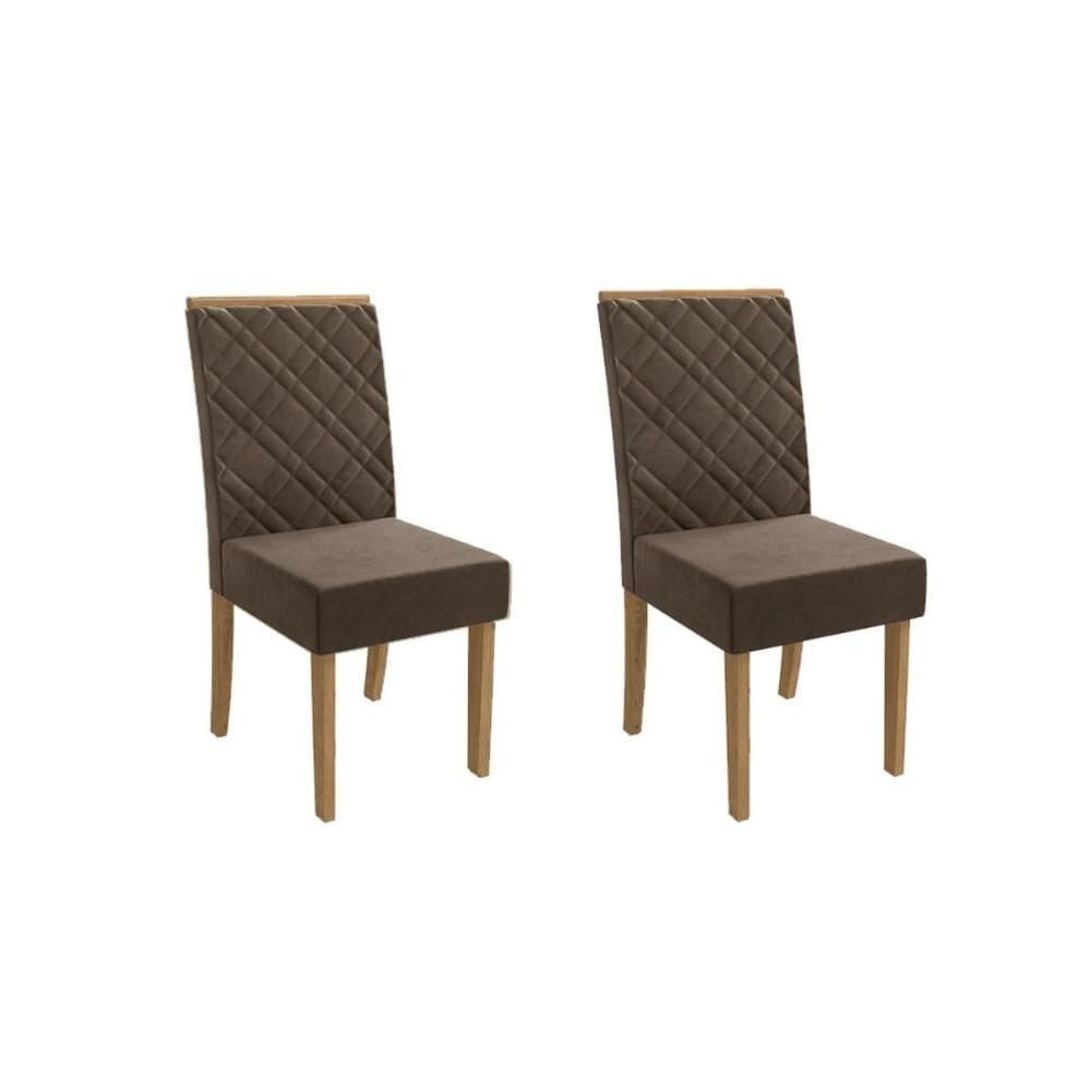 Kit 2 Cadeiras de Cozinha 2CAD149 2 Un Canela/Suede Marrom - Kappesberg