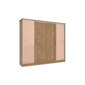 Guarda Roupa Casal 4 Portas de Correr e 4 Gavetas N565 Flex Nogueira/Macadamia ou Verde - Kappesberg