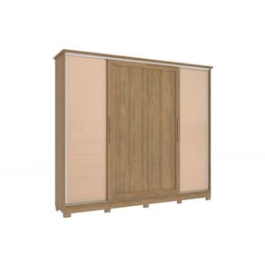 Guarda Roupa Casal 4 Portas de Correr e 4 Gavetas c/ Pés CB03N565 Flex Nogueira/Macadamia ou Verde - Kappesberg