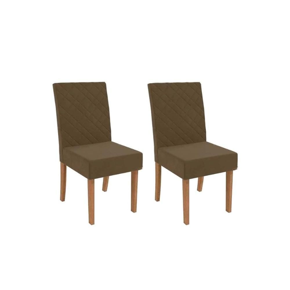 Kit 2 Cadeiras de Cozinha 2CAD133 2 Un Canela/Suede Marrom - Kappesberg