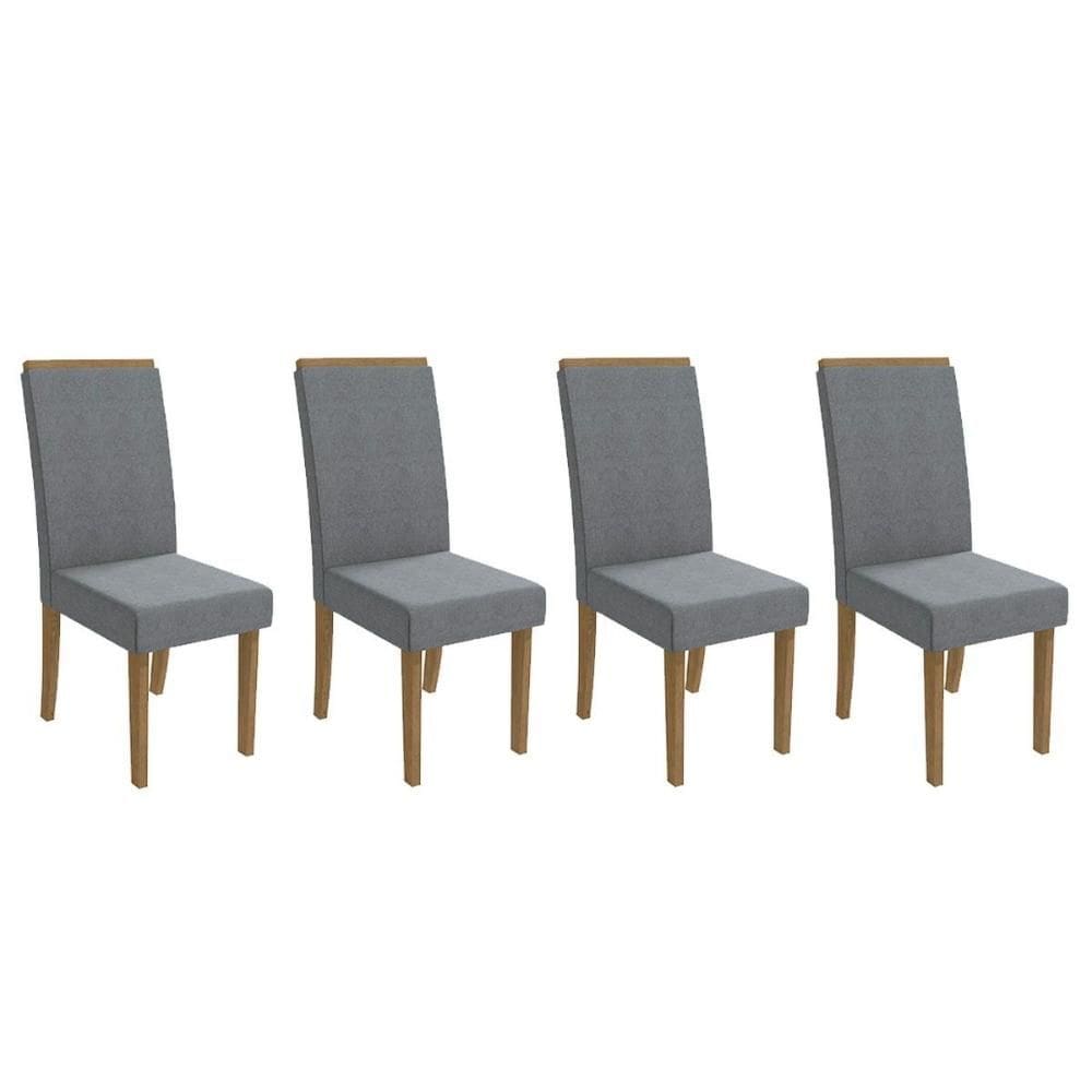 Kit 4 Cadeiras Sala Jantar 2CAD142FR 4 Un Freijo/Linho Cinza A018 - Kappesberg