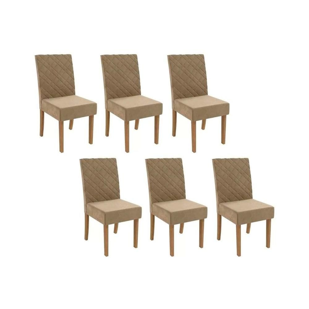 Kit 2 Cadeiras de Cozinha 2CAD133NG 6 Un Nogueira/Suede Bege A036 - Kappesberg
