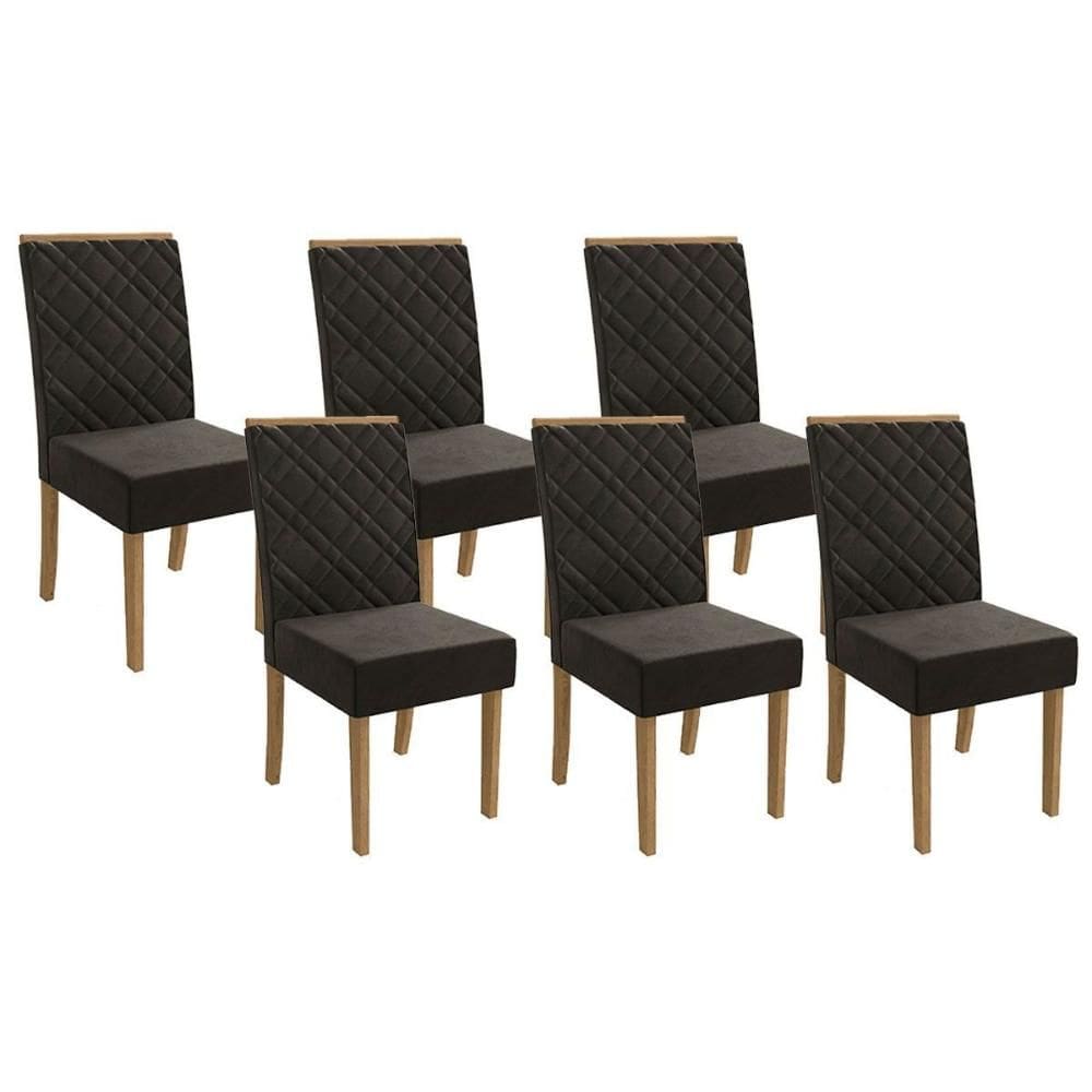 Kit 6 Cadeiras Sala Jantar 2CAD149FR 6 Un Freijó/Linho Grafite Escuro A - Kappesberg