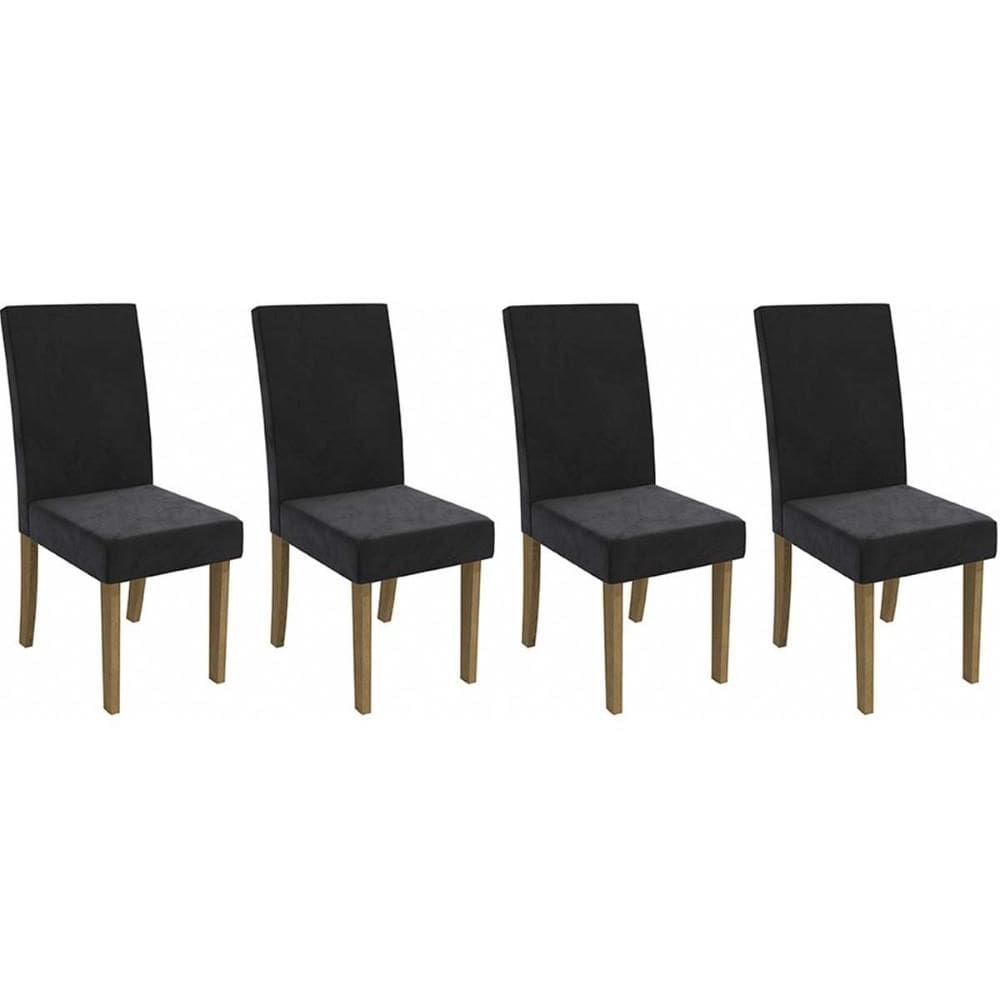 Kit 2 Cadeiras de Cozinha 2CAD131FR 4 Un Freijo/Suede Preto A038 - Kappesberg