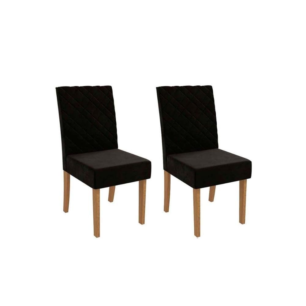 Kit 2 Cadeiras de Cozinha 2CAD133 2 Un Canela/Suede Preto - Kappesberg