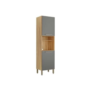 Paneleiro de Cozinha Modulado Carménère c/ 2 Portas e 1 Nicho p/ Forno 57x211cm Amendoa/Grafite - Ronipa