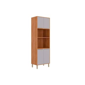 Paneleiro de Cozinha Modulado Esplêndida Torre Quente 2 Fornos c/ 4 Portas 70cm Cinamomo/Platina - MGM