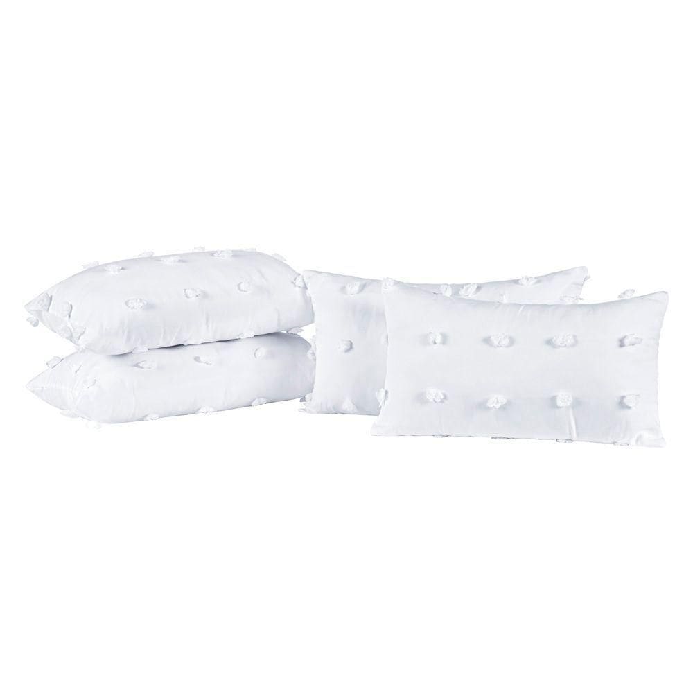 Kit 04 Almofadas Cheias Poppy 60cm X 30cm Cor Branco