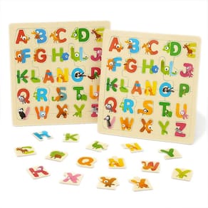 KIT 2 Quebra Cabeça Educativo Letras e Bichinhos Alfabeto Infantil