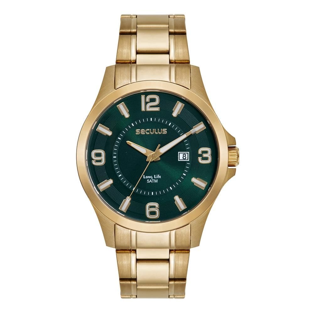 Relógio Seculus Masculino Ref: 23739gpsvda3 Casual Dourado