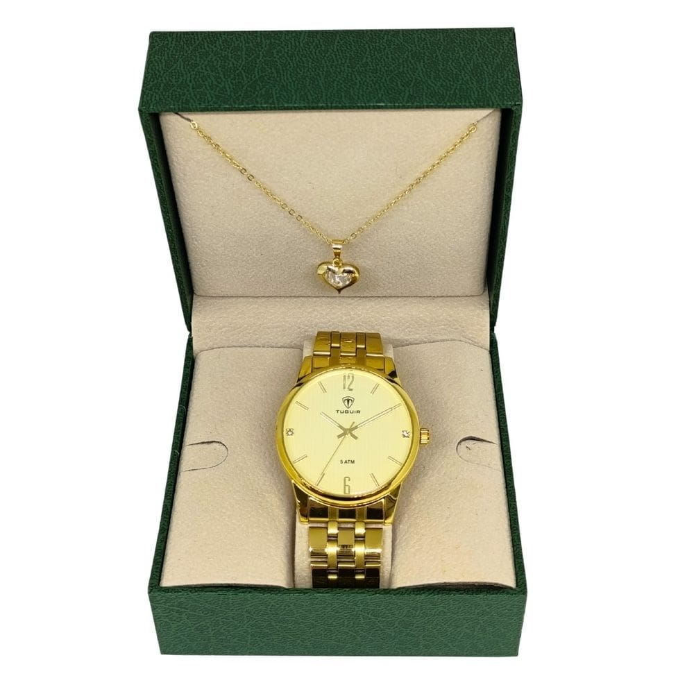 Relógio Feminino Tuguir Analógico 2139 Dourado e Bege