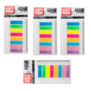 Kit com 4 Marcador de Pagina 8 Cores com Regua