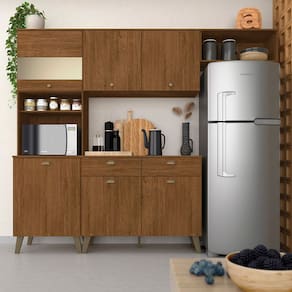 Armário De Cozinha Sophia 4 Pçs Retro Com Vidro Freijó - M.a