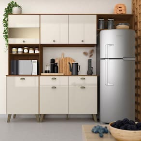 Armário De Cozinha Sophia 4 Pçs Retro Com Vidro Freij/off Prem - M.a