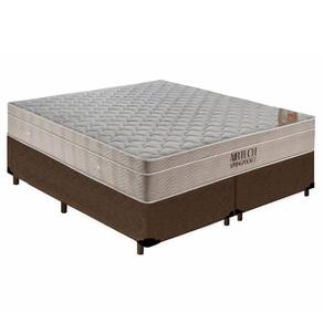 Cama Box King Bipartido Suede + Colchão Ortobom Airtech Molas Ensacadas 193x203x65 Marrom