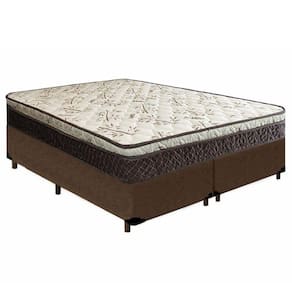 Cama Box Queen Bipartido Suede + Colchão Elegance Ortopédico Espuma D33 Extra Firme 158x198x63 Marrom