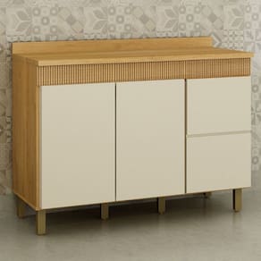 Balcão de Cozinha Dakota 120 Cm 3 Portas 1 Gaveta Cinamomo/Off White - Valdemoveis