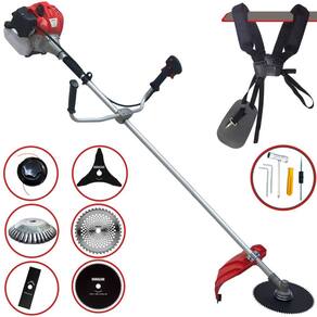 Máquina de Cortar Grama À Gasolina Anmax CG430P-TB 43cc 2HP 9.000rpm Roçadeira C/ Carretel de Nylon + 4 Lâminas de Cortes + Escova de Aço 38 Cerdas