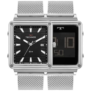 Relógio Technos Masculino Curvas Digiana Prata - 1s13cw-1p 1s13cw-1p