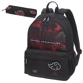 Kit Mochila Costas Estojo Infantil Menino Naruto Shippuden Akatsuki Shinobi Pacific