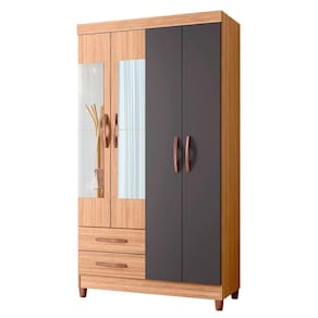 Guarda Roupa âmbar Solteiro 4 Portas Com Espelho Albatroz Nature/titanium