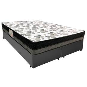 Cama Box Casal Sintético Bipartido + Colchão Ortobom Iso Dupla Face 138x188x60 Cinza