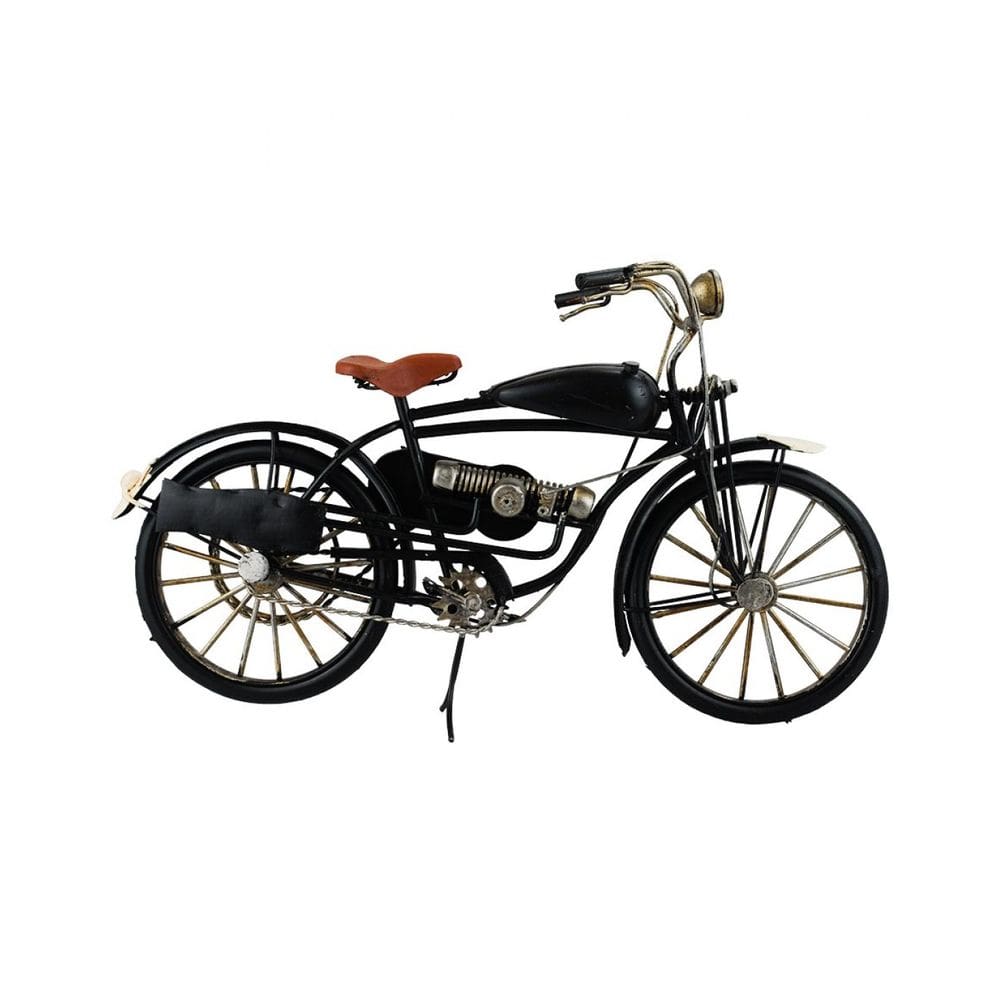 Enfeite Retrô Miniatura Bicicleta Motorizada Preta - 32cm