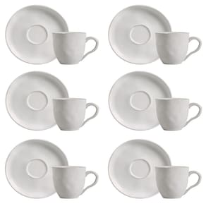 Conjunto de Xícara de Chá com Pires 06 Peças Bio New White Porto Brasil