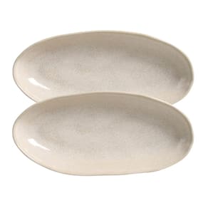 Conjunto com 02 Travessas Oval Funda Grande 32x16 cm Orgânico Latte Porto Brasil